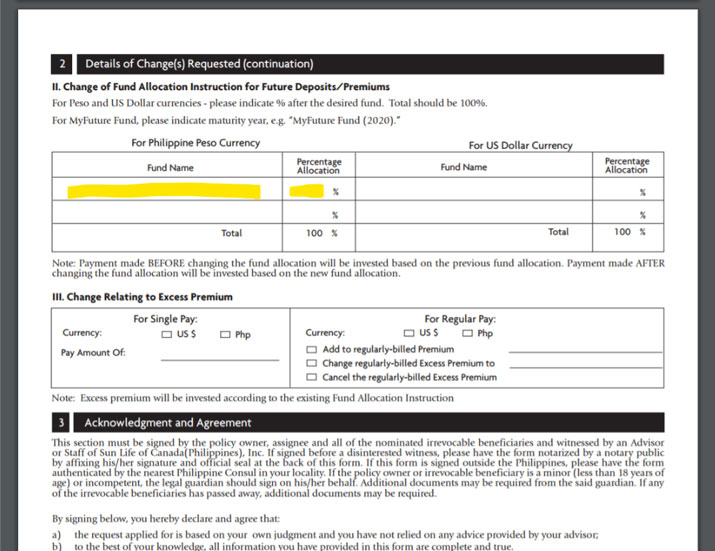 VUL Fund Switch Page 2